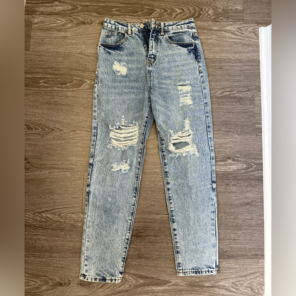 Womens Light Wash Straight Leg Jeans